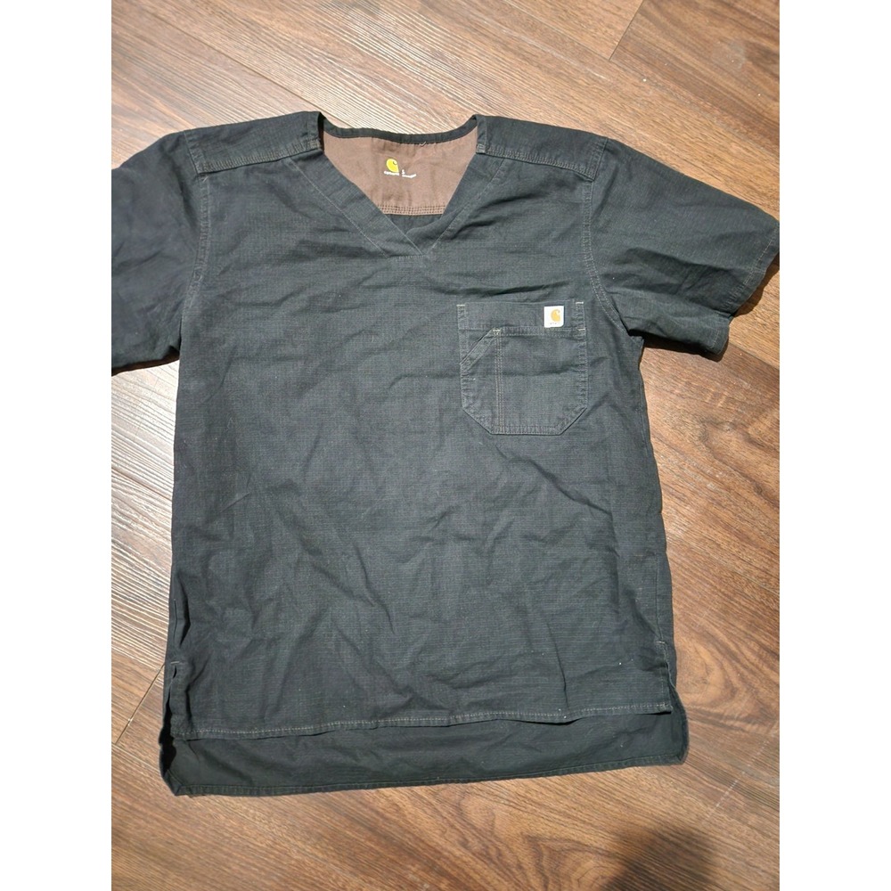 Carhartt Scrub Top Adult Black‎ Ripstop Utility V Neck Medical Nursing Men small